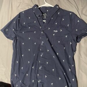 Hollister Mens Navy Blue Short Sleeve Shirt